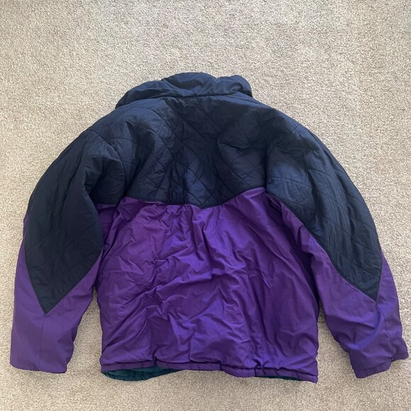 Vintage Lands End Reversible Quilted 90s Retro Puffer Jacket Large - Picture 4 of 8